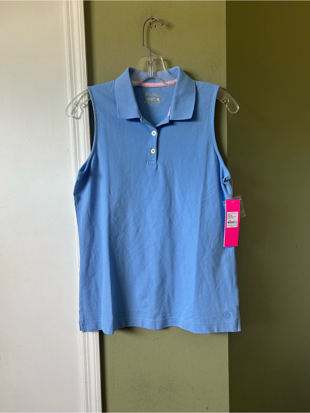 Lilly Pulitzer Luxletic Meredith Golf Sleeveless Polo Tank in Sky Blue NWT